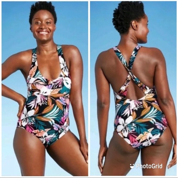 Kona sol multicolor tropical Hawaiian print one piece swimsuit size s - Picture 2 of 6